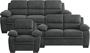 Lexicon 194840166863 Jett 3-Piece Living Room Set - Dark Gray