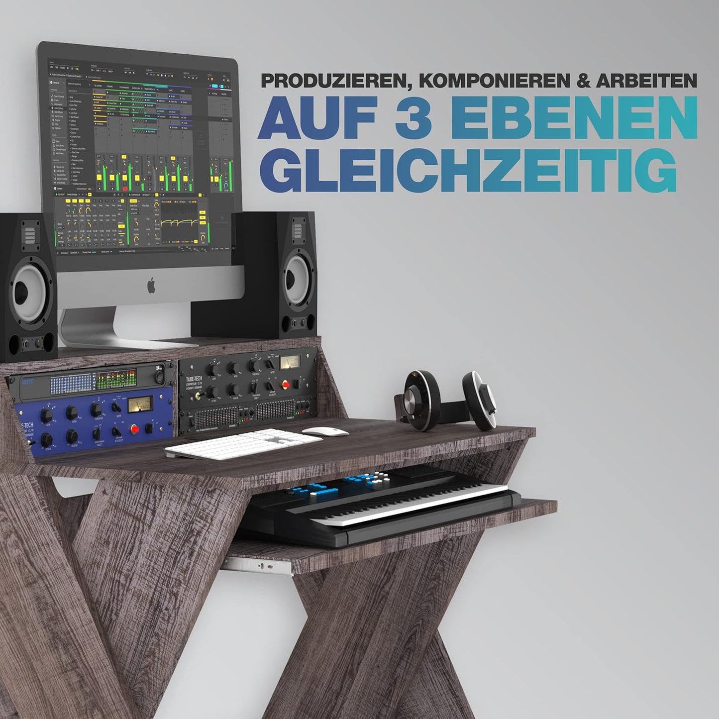 Glorious AMS-SOUND-DESK-COM-WAL Compact Studio Desk Walnut