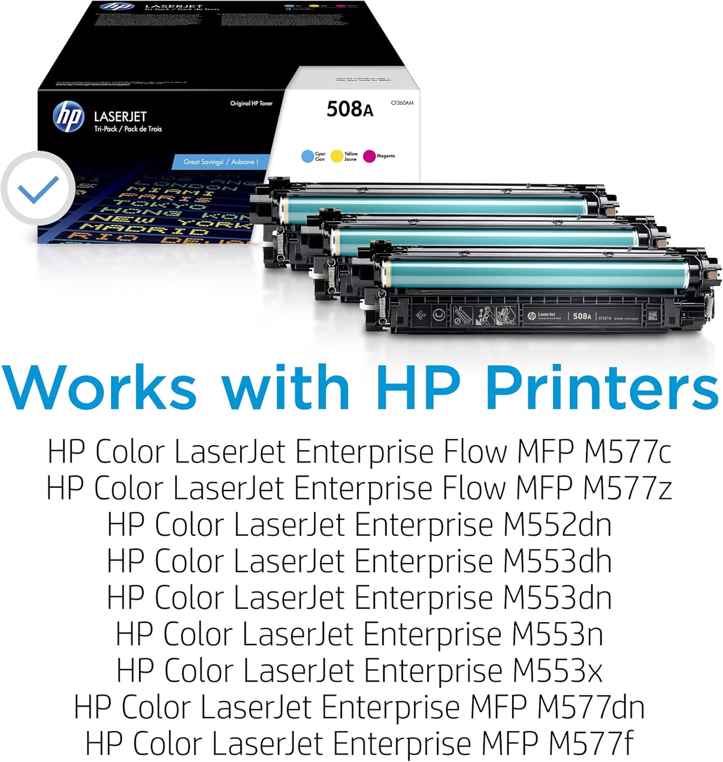 HP CF360AM 508A Cyan Magenta Yellow Toner 3-Pack
