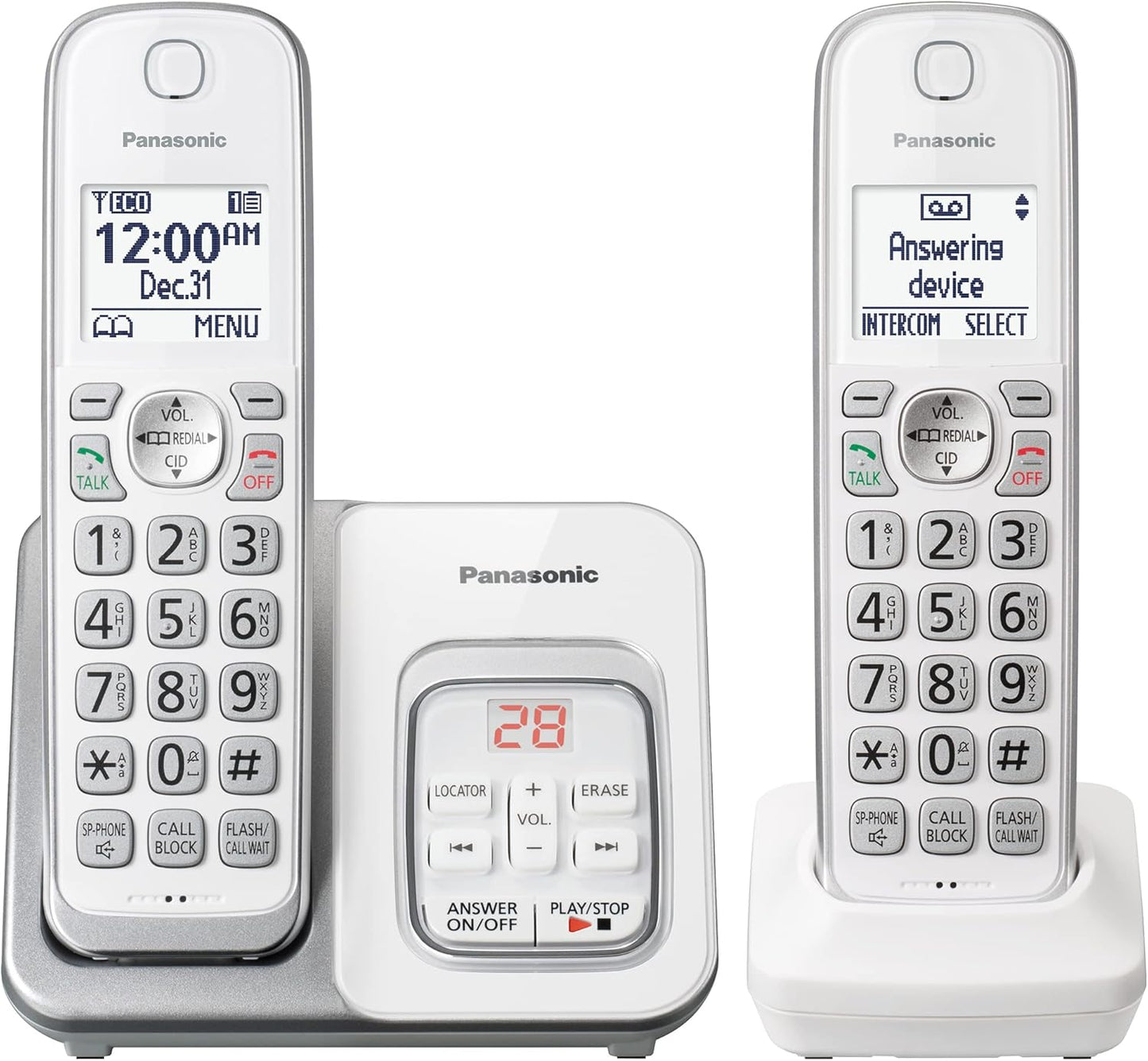 Panasonic KX-TGD632W DECT 6.0 Cordless Phone System 2-Handset