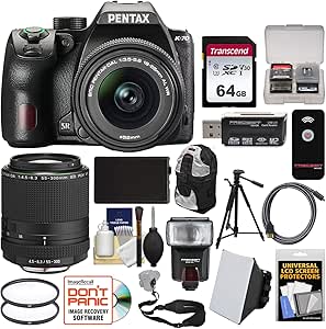 Pentax K-70 Digital SLR Camera 18-55mm 55-300mm Lens Bundle