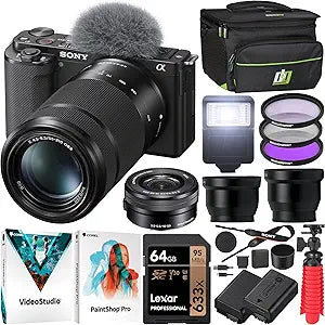 Sony E2SNILCZVE10LB ZV-E10 Mirrorless Vlog Camera 2 Lens Kit Bundle