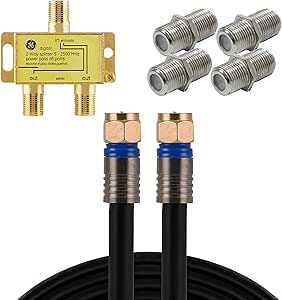 GE RG6 Coaxial Cable 6ft Quad Shielded Connectors — main product image