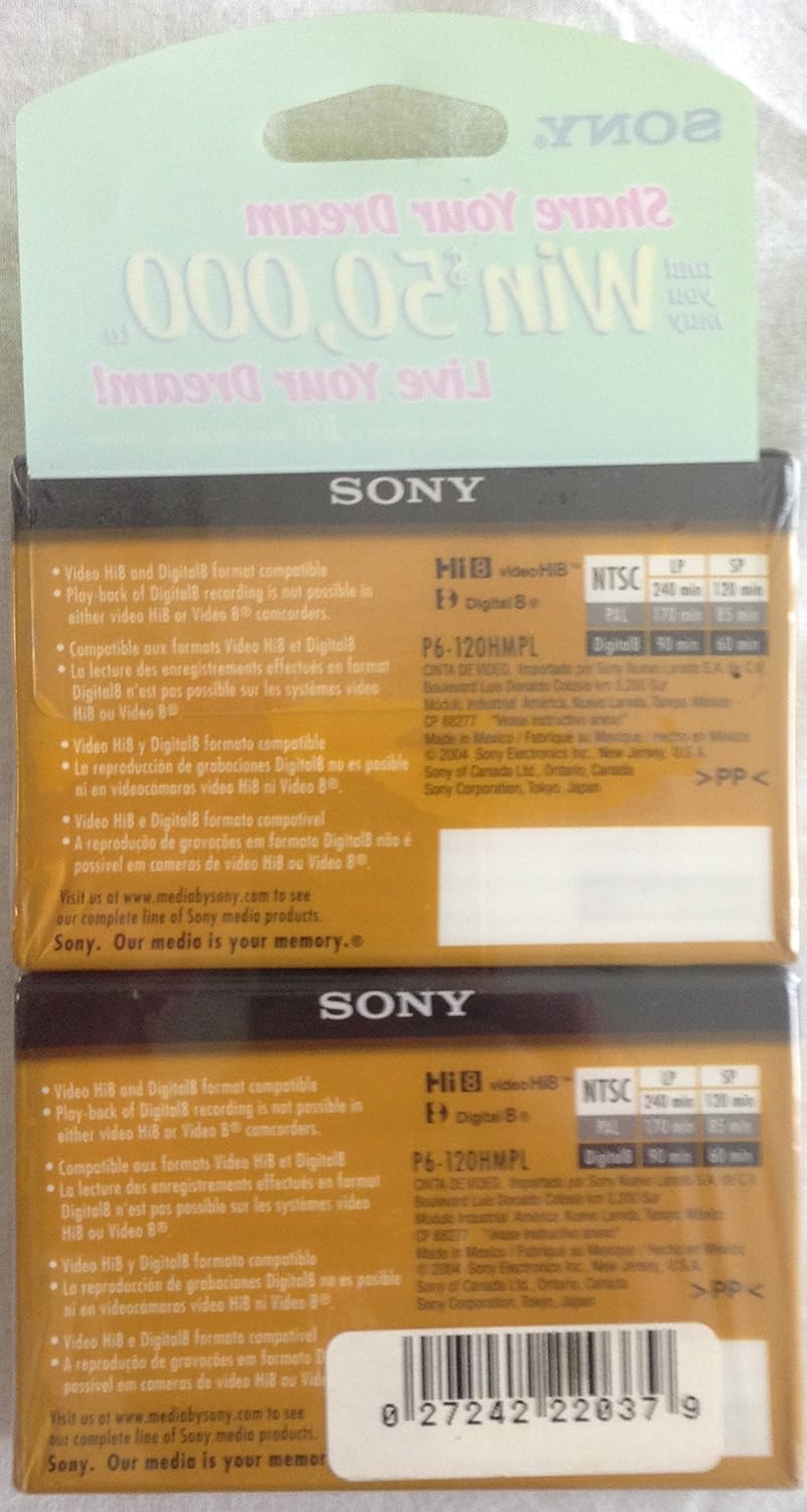 Sony P6-120HMPL Hi8 Video Cassette 3-Pack