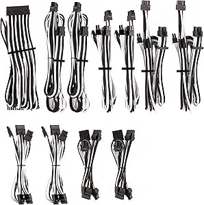 Corsair CP-8920227 White/Black Sleeved PSU Cable Pro Kit