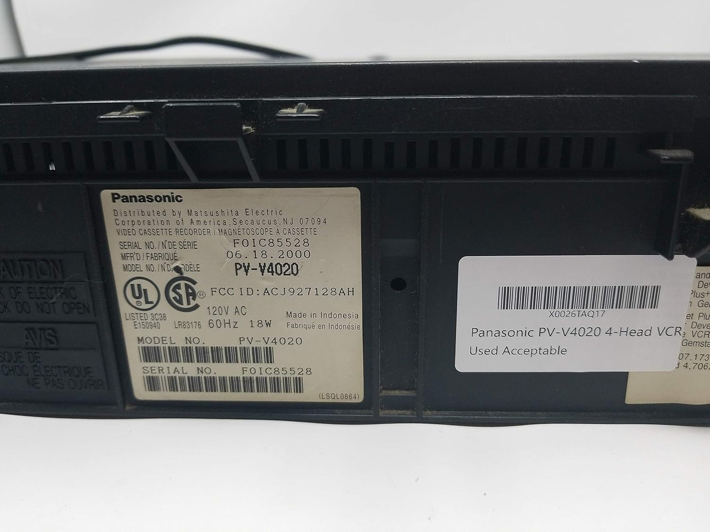 Panasonic PV-V4020 4-Head VCR - Classic Video Player