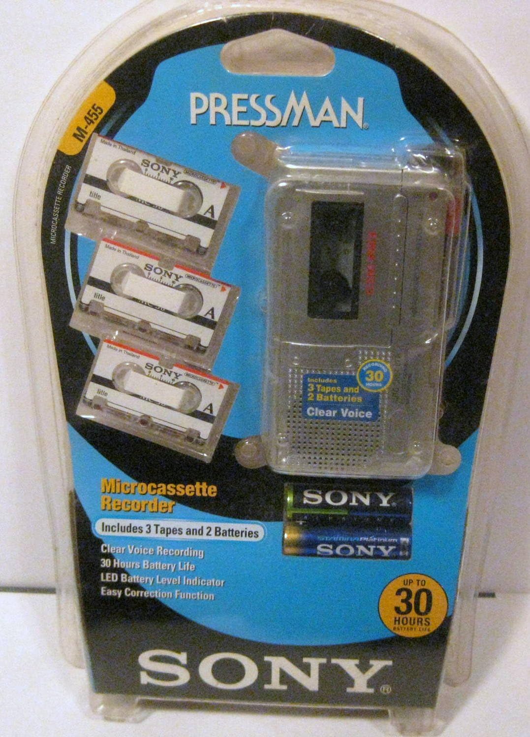 Sony M-455 Microcassette Recorder Value Pack Portable