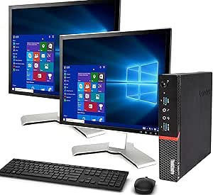Lenovo ThinkCentre M900 Tiny i5 Desktop & Dual Monitors (Renewed)