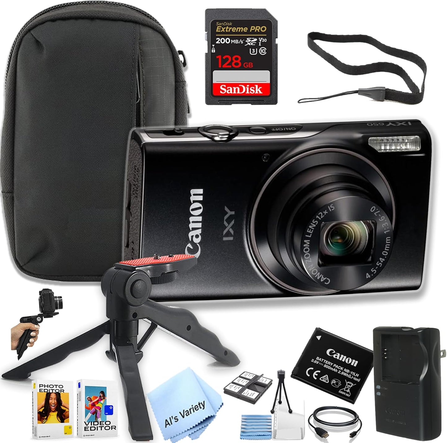 Canon PowerShot IXY 650 12x Zoom Digital Camera Bundle