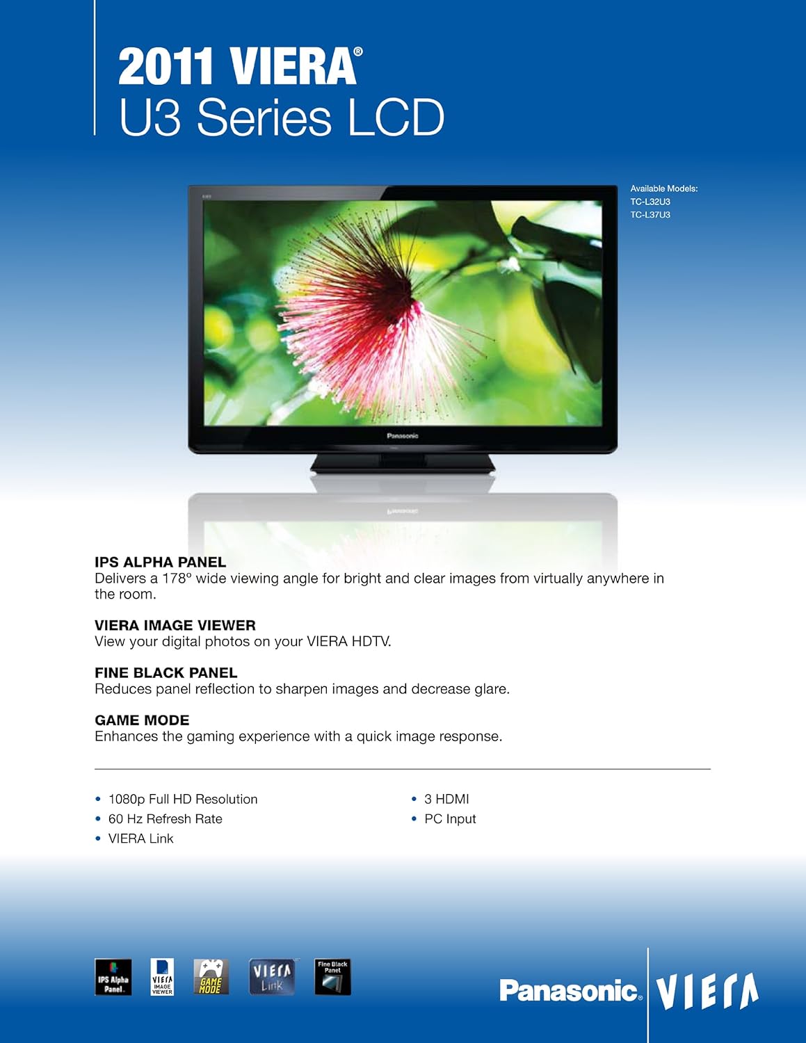 Panasonic TC-L32U3 32-Inch 1080p LCD HDTV