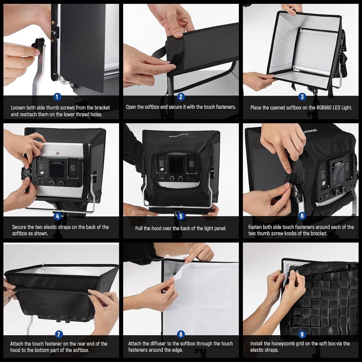 Neewer NL660, RGB660 PRO II Softbox Diffuser with Grid