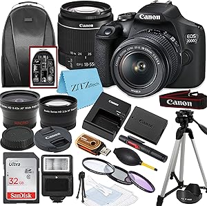 Canon EOS 2000D Rebel T7 DSLR Camera Kit + Accessory Bundle