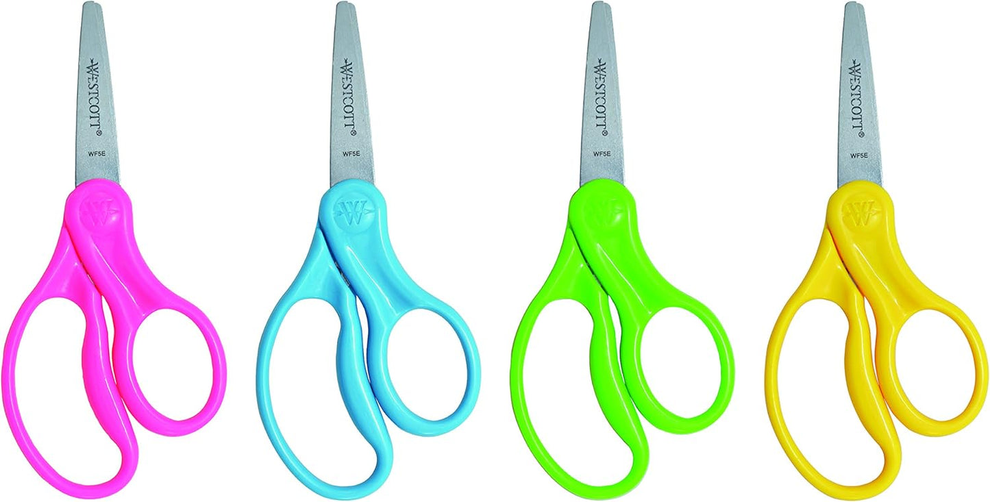 Westcott 16455 Kids Scissors 5" Pointed 6-Pack