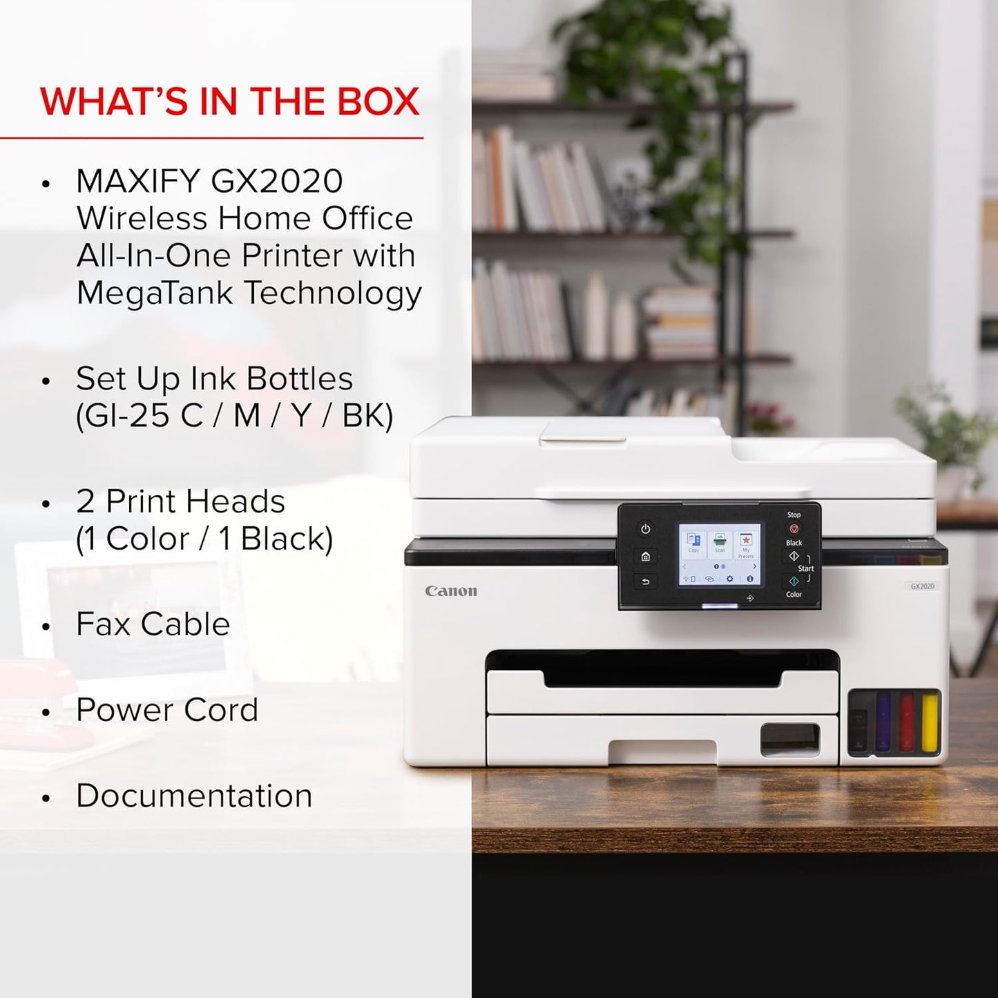 Canon 6171C002 MegaTank GX2020 Wireless All-in-One Printer