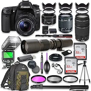 Canon EOS 80D DSLR Camera 18-55mm Lens Bundle Renewed