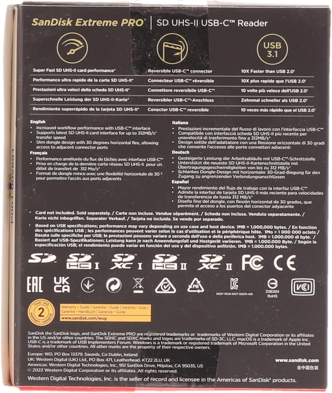 SanDisk SDDR-409-G46 Extreme PRO UHS-II USB-C Reader
