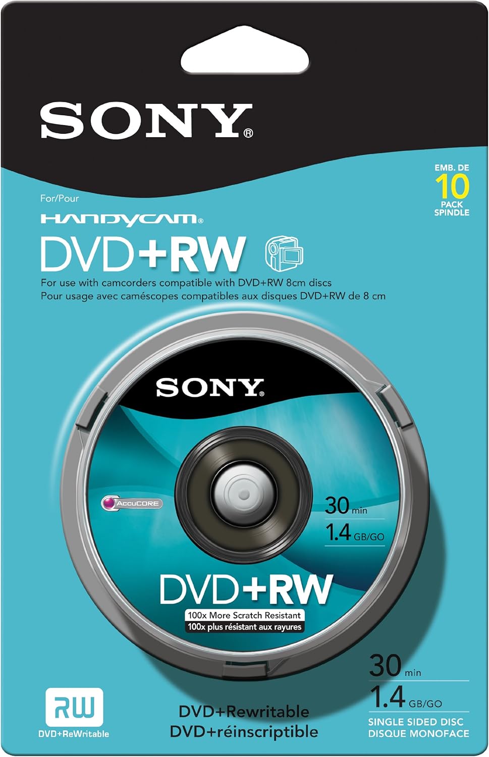 Sony 10DPW30RS2H DVD+RW Disc - 8cm Spindle, 10 Pack