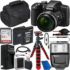 Nikon COOLPIX B600 Digital Camera Black Bundle Renewed