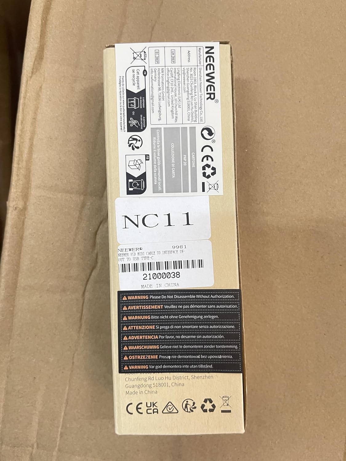 Neewer 21000038 USB-C MIDI Cable - Keyboard/Synthesizer Adapter