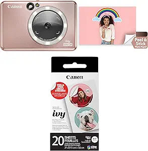 Canon Ivy CLIQ+2 Rose Gold Instant Camera + Zink Stickers