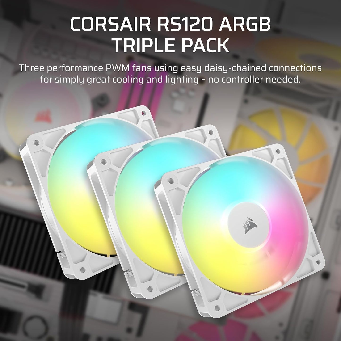 Corsair CO-9050185-WW RS120 ARGB White PWM Fan 3-Pack