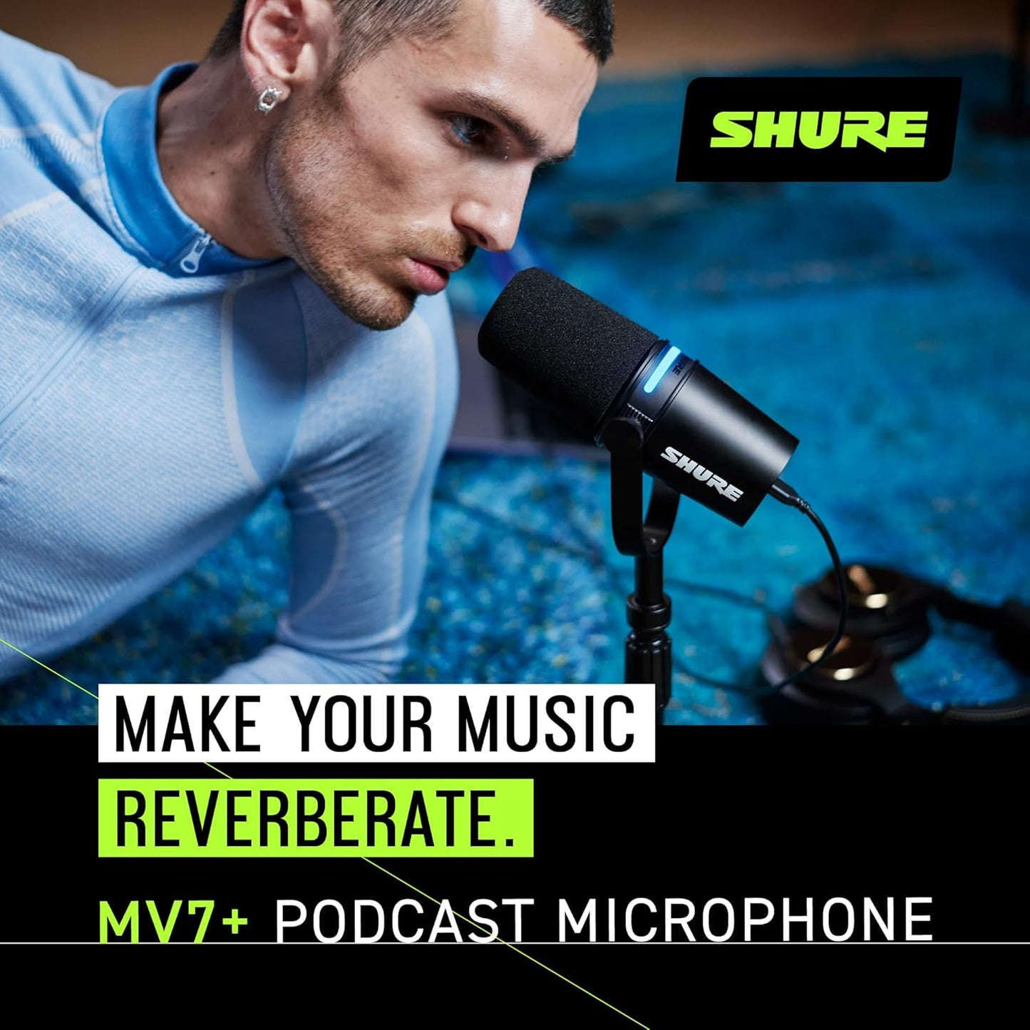 Shure MV7+-K-BNDL Podcast Microphone Bundle - USB/XLR, Stand, Black