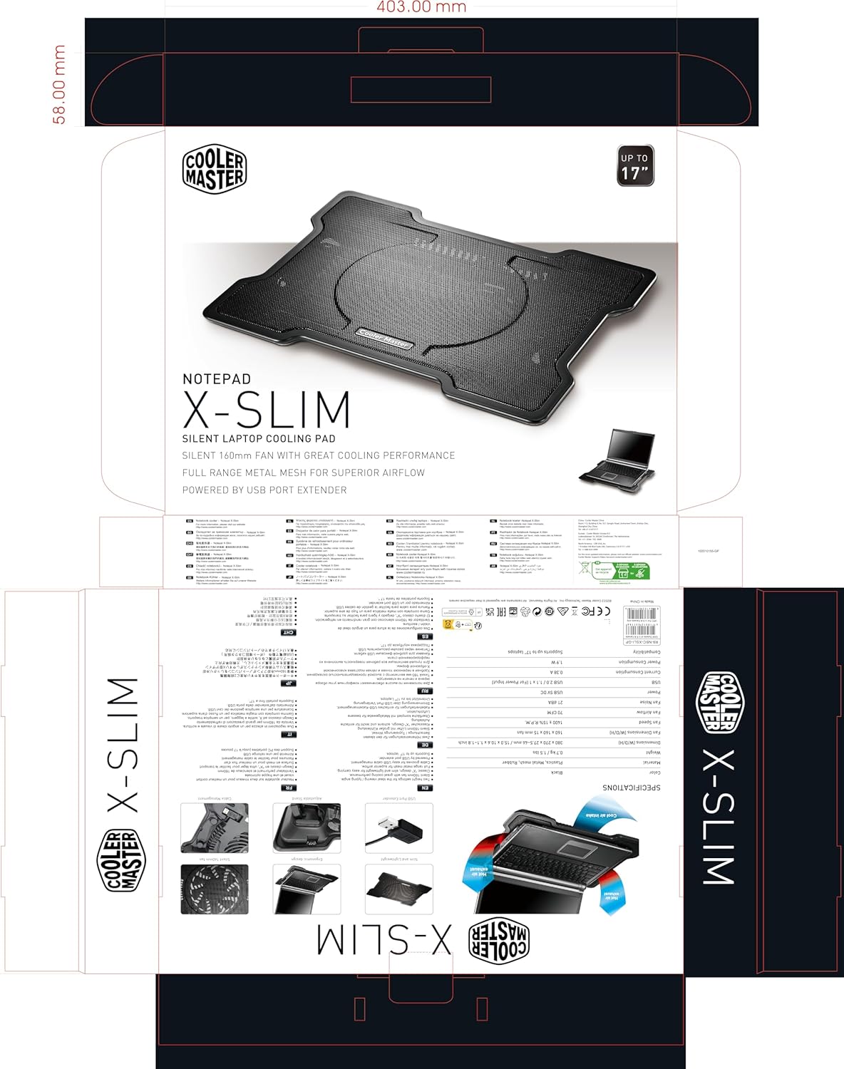 Cooler Master R9-NBC-XSLI-GP Ultra-Slim Laptop Cooling Pad