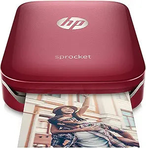 HP Sprocket Red Portable Photo Printer (Renewed)