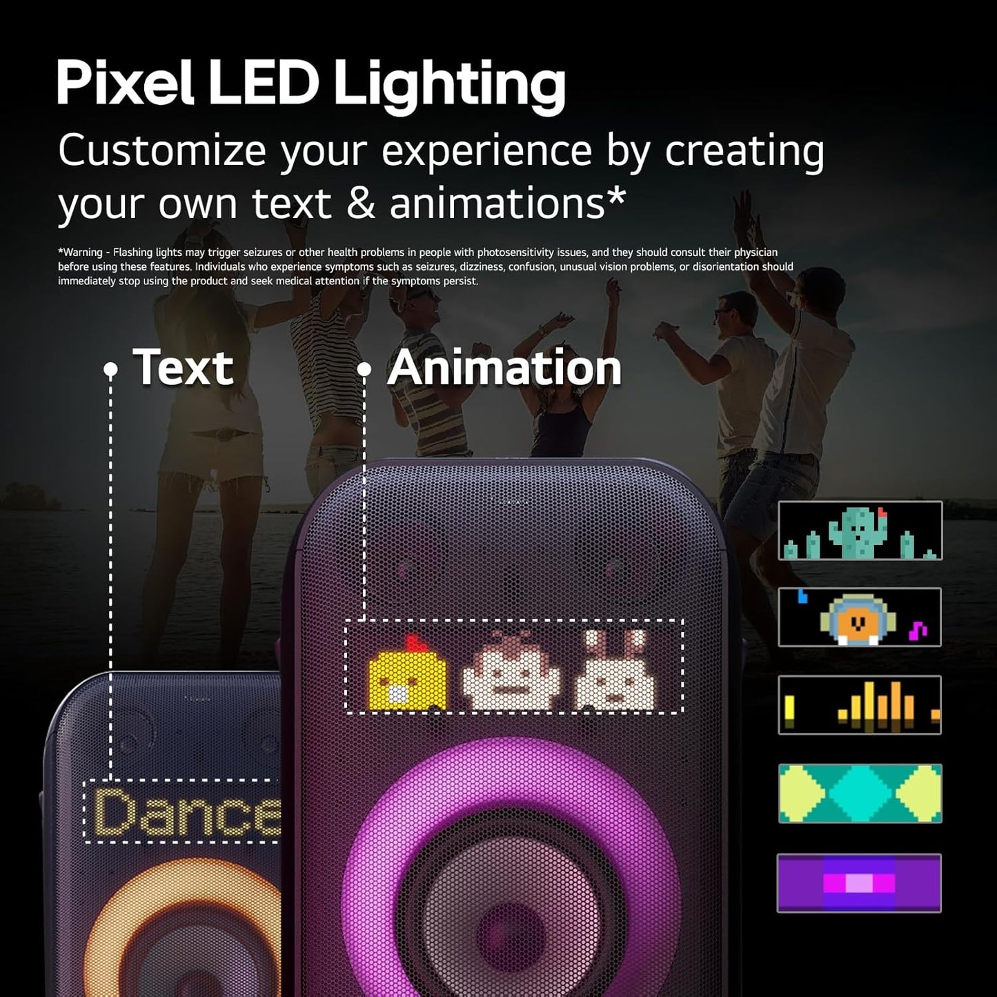 LG XL9T XBOOM Portable Tower Speaker Pixel LED