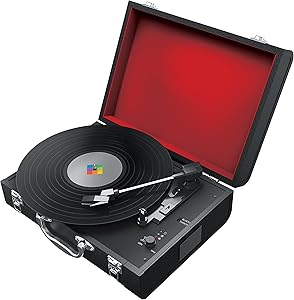 Polaroid PBT4000BK Portable Bluetooth Turntable with Speakers - Black