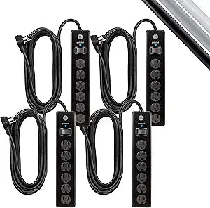 GE DFTQ-R185 6-Outlet Surge Protector 20 Ft Cord 4-Pack