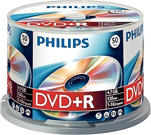 Philips DR4S6B50F/17 4.7GB 16X DVD+R 50PK Spindle