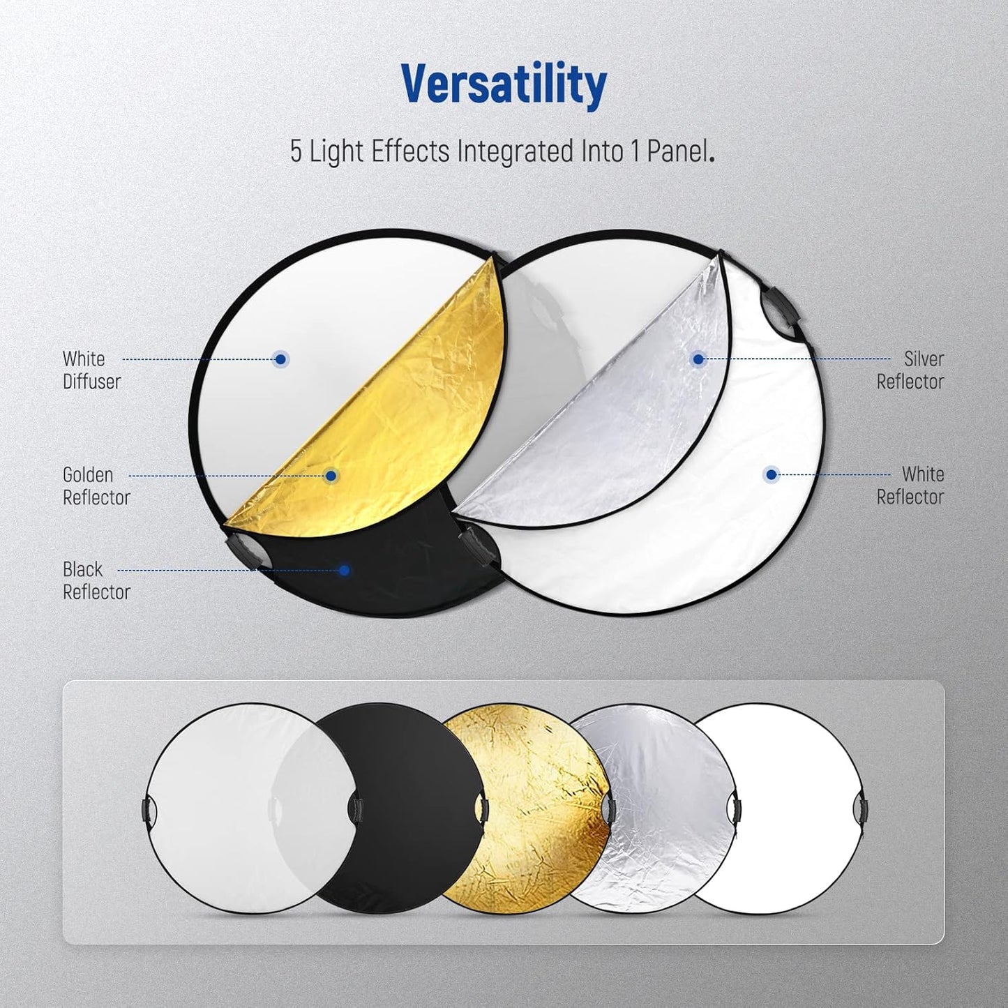 Neewer RF-110II 43" 5-in-1 Collapsible Photography Reflector