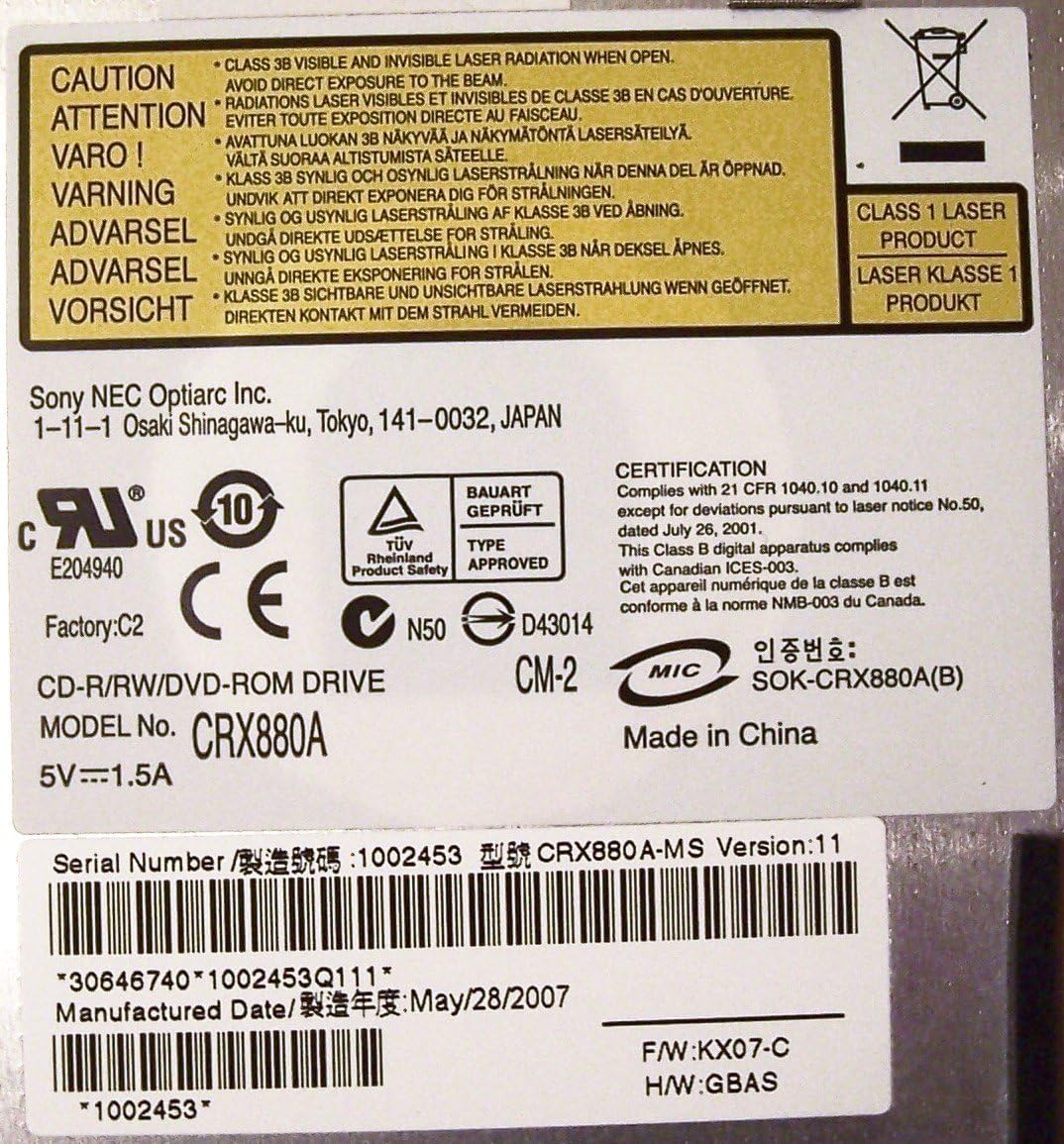 Sony CRX880A CD-RW/DVD-ROM SATA Optical Drive