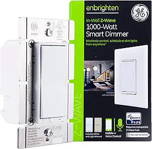 GE Enbrighten 14299 Z-Wave Smart Dimmer, No Neutral Required