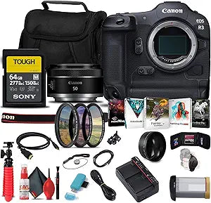 Canon 4895C002 EOS R3 Mirrorless RF 50mm Bundle