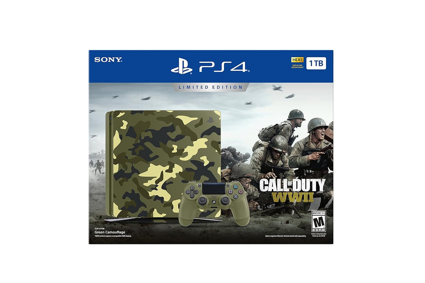 Sony PlayStation 4 Slim 1TB Call of Duty WWII Bundle (Renewed)