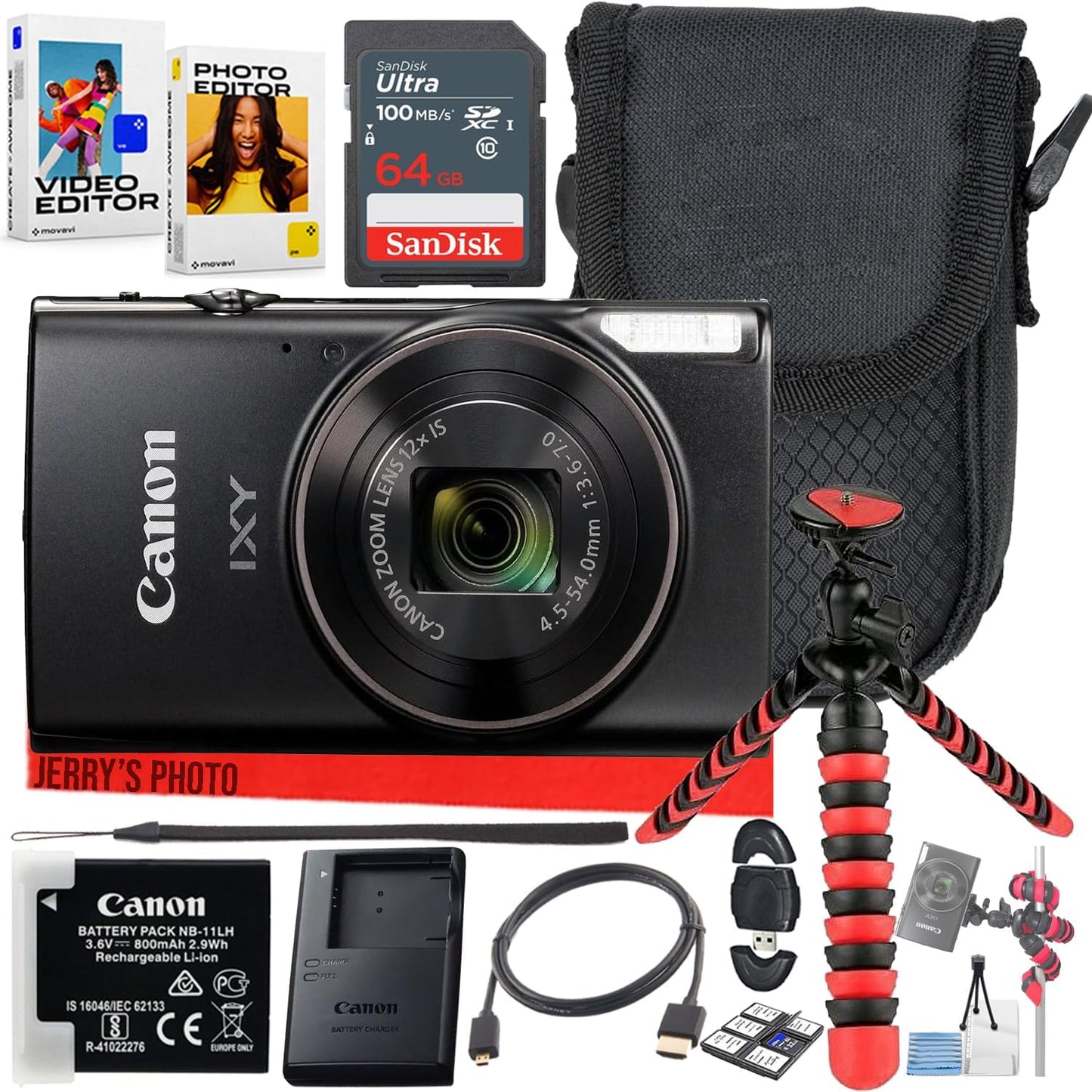 Canon IXY 650 / ELPH 360 HS Digital Camera Bundle Renewed