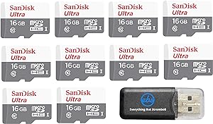 SanDisk 16G Ultra Micro SDHC 10-Pack Card Bundle + Reader