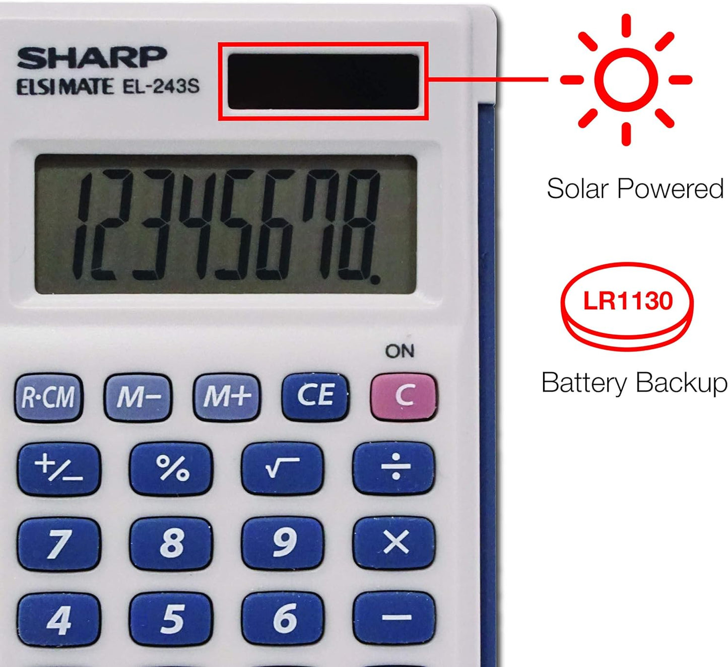 Sharp EL-243S/EL-243SB 8-Digit Twin Powered Calculator