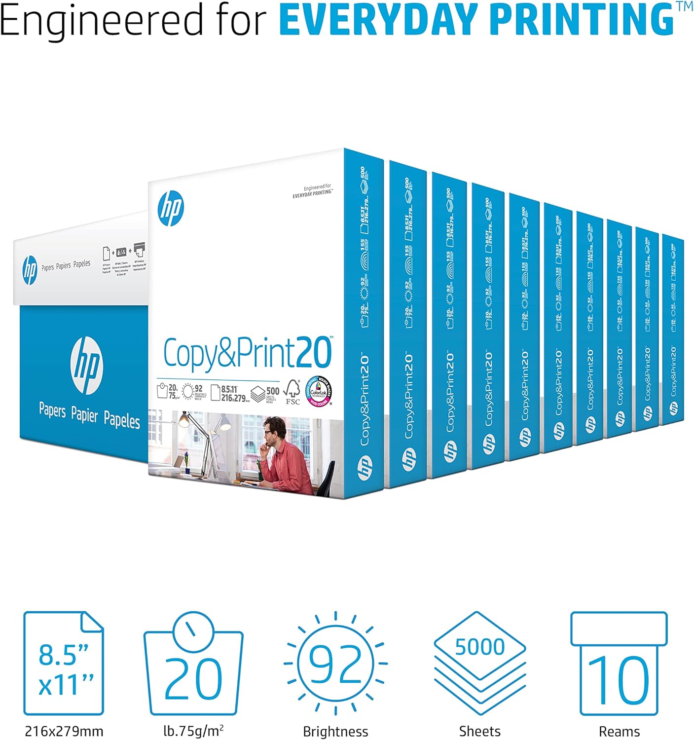 HP 200060C Printer Paper 8.5 x 11 10 Ream Case