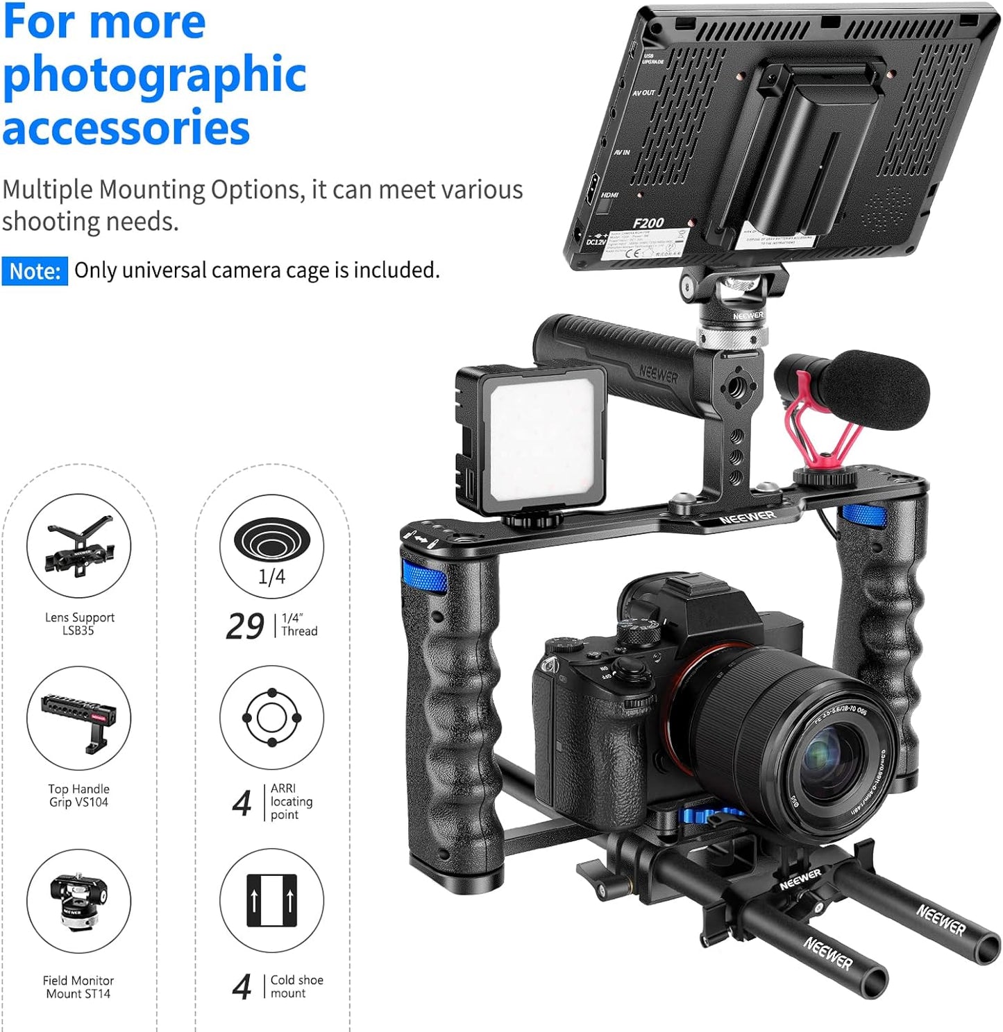 Neewer 10100435 Camera Cage Rig Dual Grips