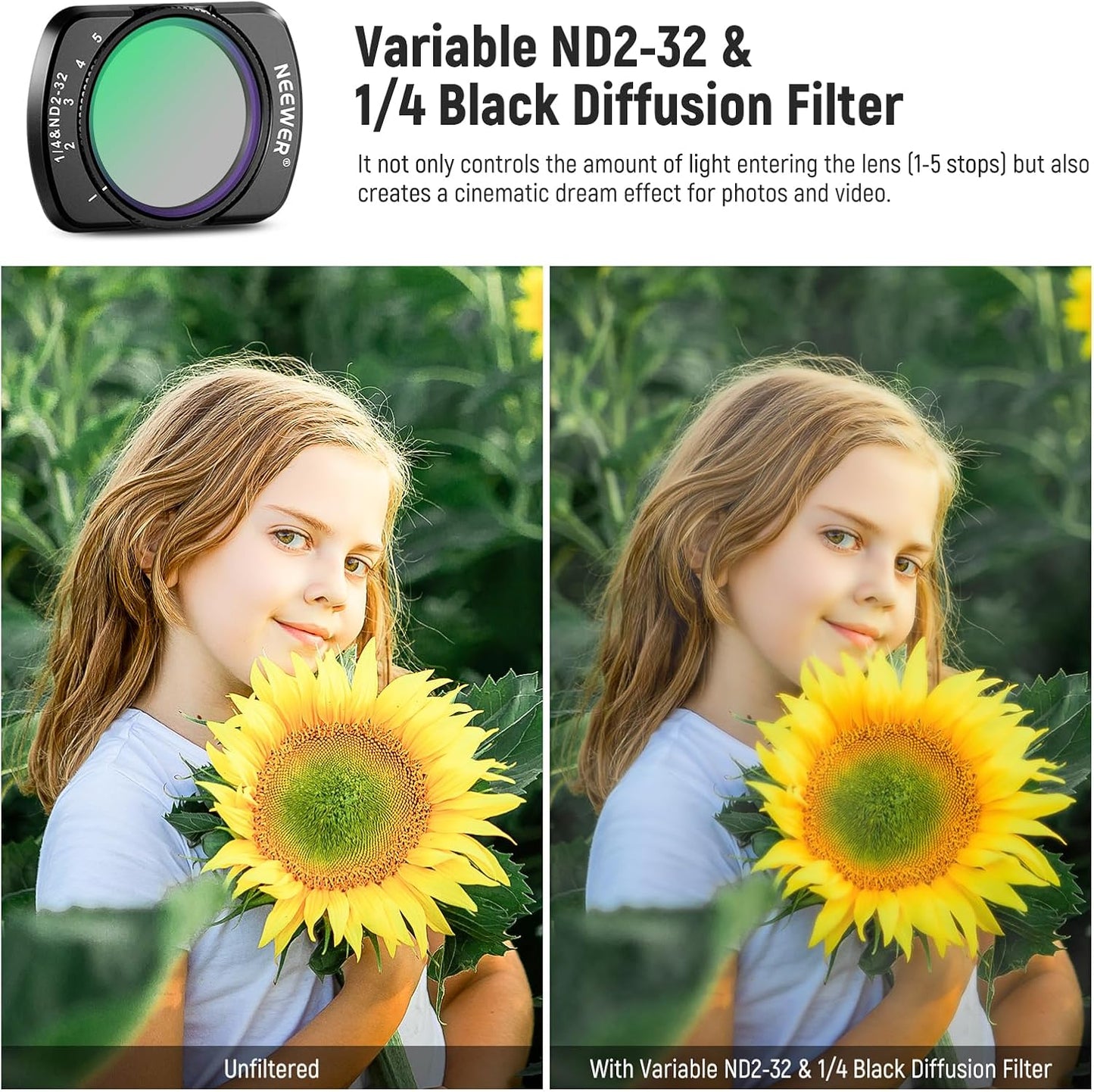 NEEWER FL-83 DJI Osmo Pocket 3 Magnetic ND Mist Filter Kit