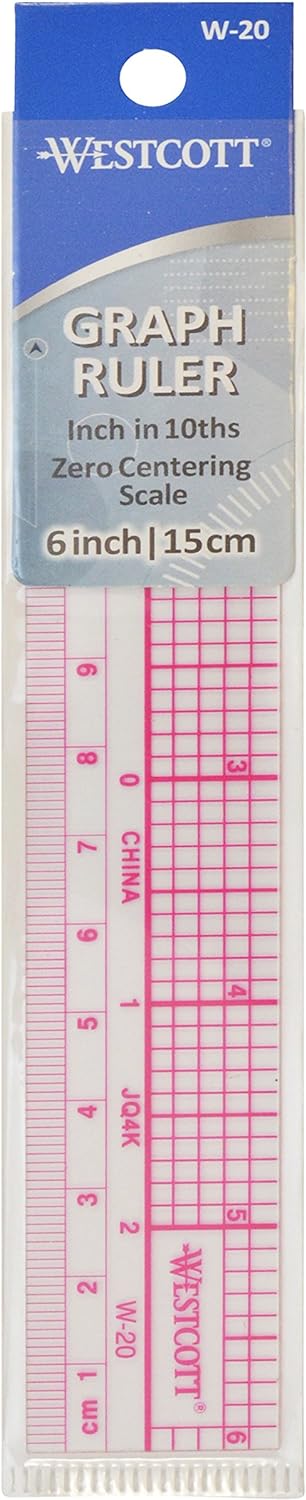 Westcott W-20 6" Transparent Graph Ruler Drafting Tool