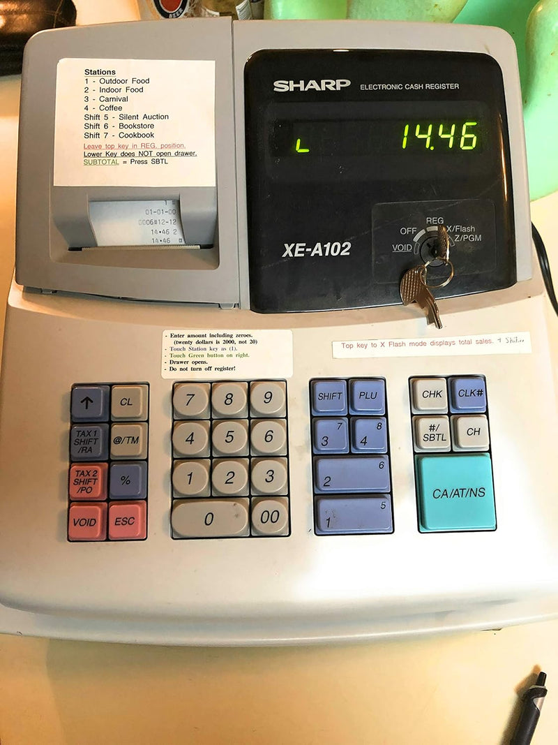 Sharp XEA102 Electronic Keyed Cash Register — main product image