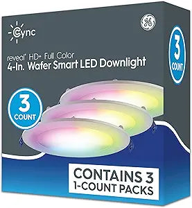 GE NEW CYNC Smart LED Wafer Downlight 4-Inch 3-Pack