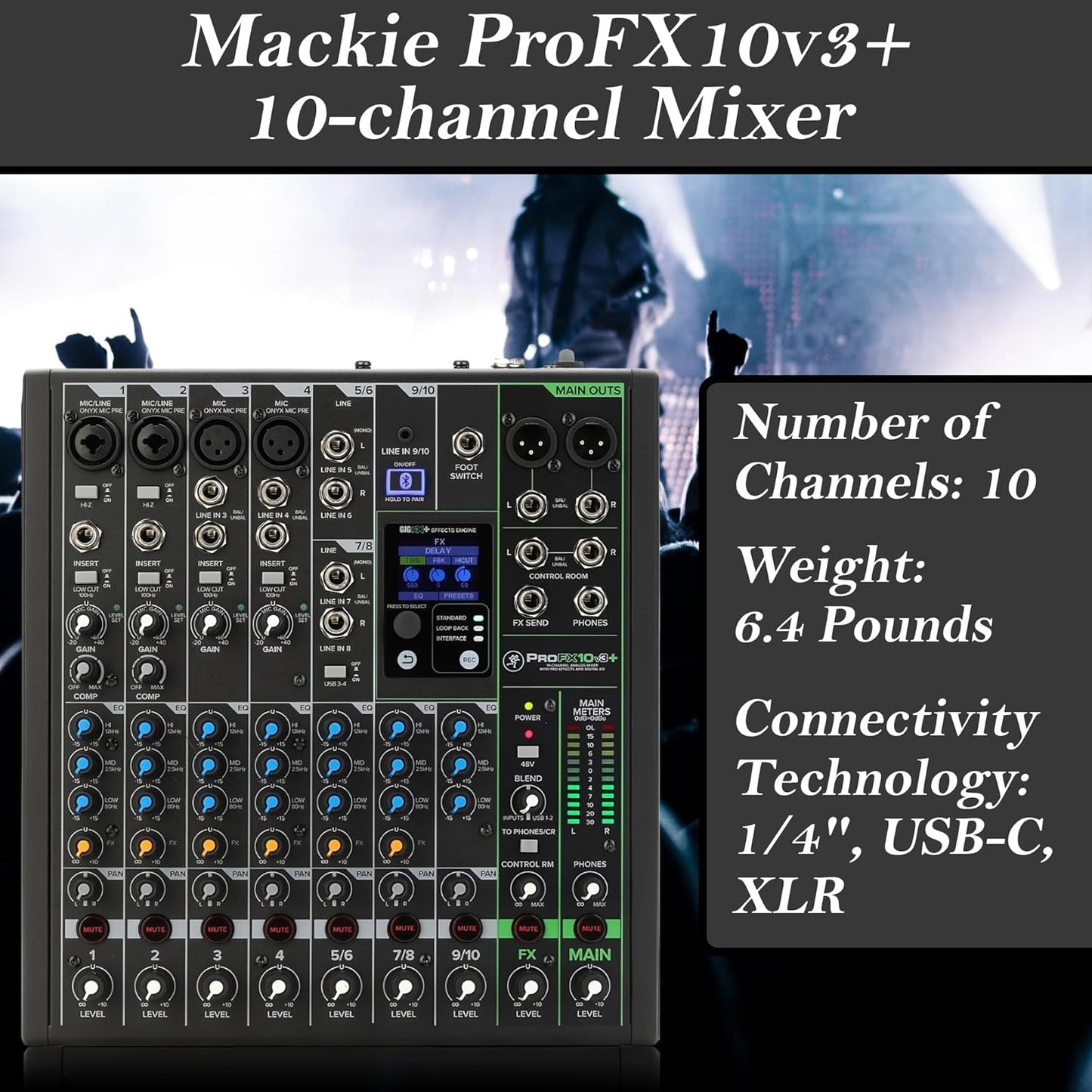 Mackie MK11-CB-6 ProFX10v3+ 10-Channel Mixer Bundle