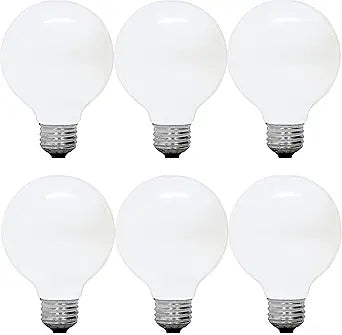GE 12979 Incandescent G25 Bulbs: Soft White, 40W, 6-Pack