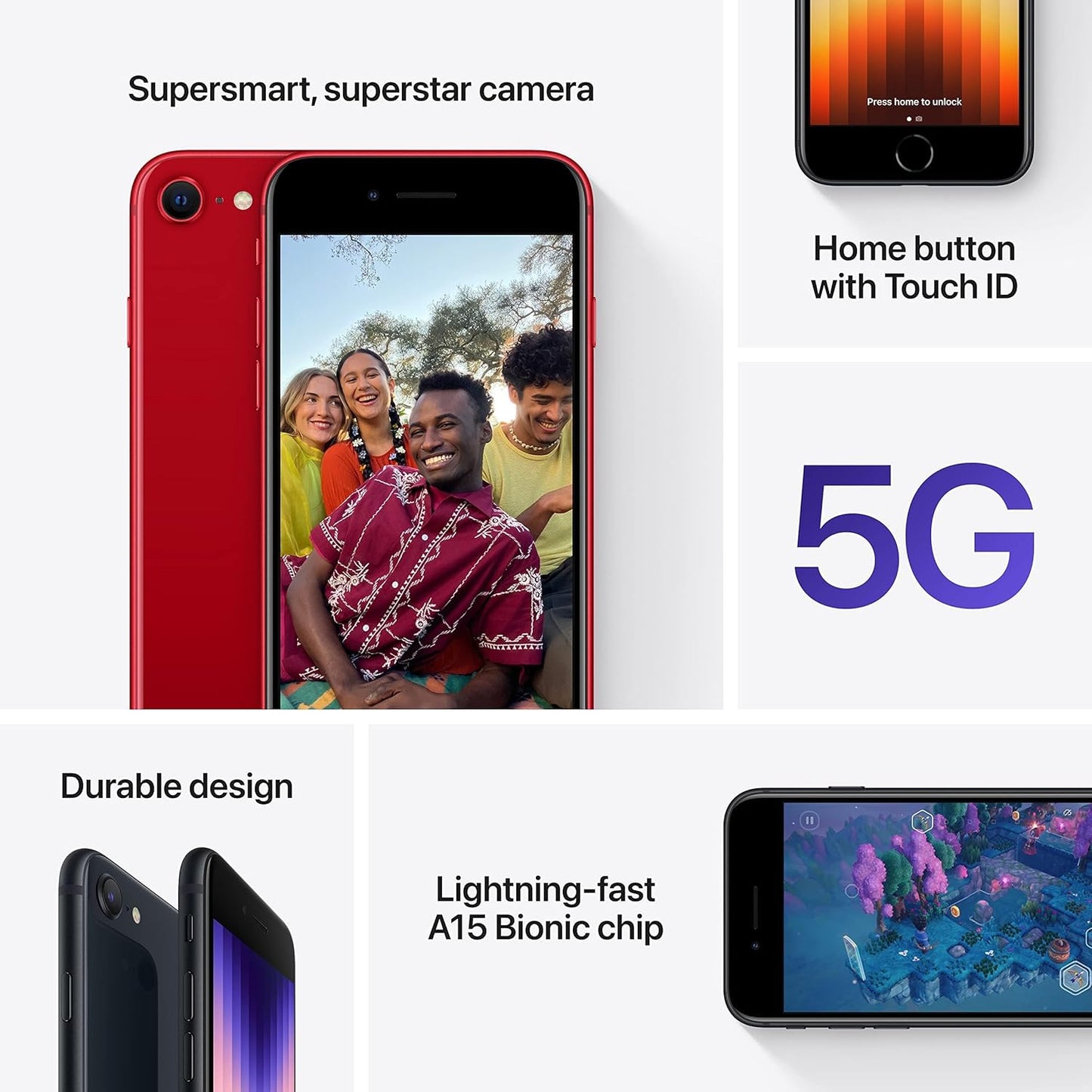 Apple A2595 iPhone SE 3rd Gen 64GB Midnight AT&T Renewed