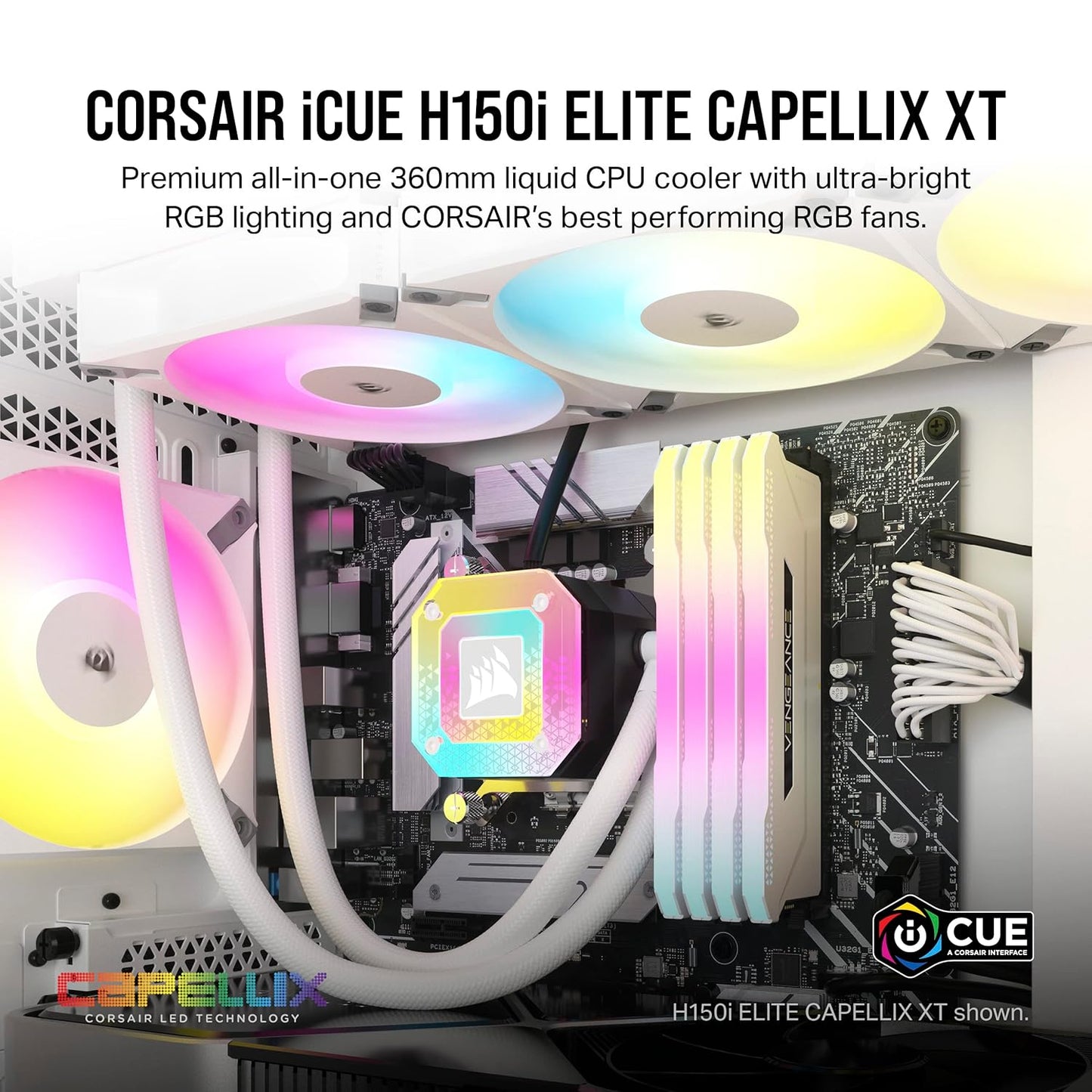 Corsair CW-9060073-WW iCUE H150i Elite White CPU Cooler